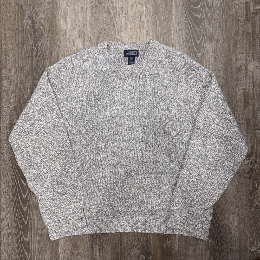 VTG Lands' End Sweater Mens XL Ragg Wool Made USA Cabincore Luxe Heritage Fleck